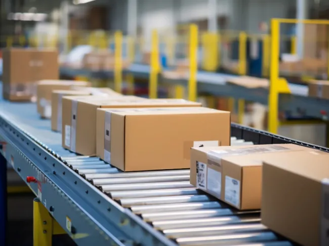 boxes on conveyer belt